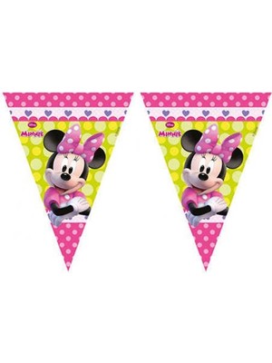 Partici Minnie Pembe Fiyonklu Üçgen Flama