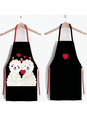 Mediterian Siyah Ays Home Sevgili Kuzu 2'li Mutfak Önlüğü Seti, 55x70 cm, polyester
