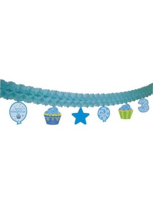 Partici 3 Yaş Temalı Mavi Kağıt Zincir Süs
