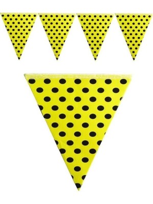 Partici Sarı Siyah Puantiyeli Üçgen Flama