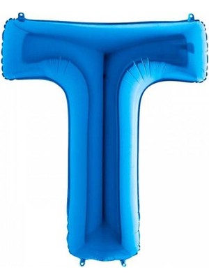 Partici T Harf Folyo Balon Mavi 100CM