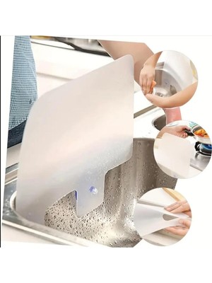 Mediterian Beyaz plastik lavabo önlüğü, sıçratmaz ve vantuzlu koruyucu, 2x3 boyut, dayanıklı ve şık