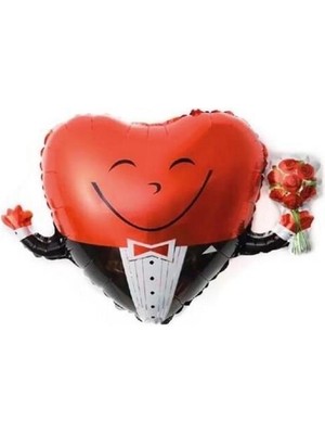 Partici Heart Man Kalp Folyo Balon 65CM