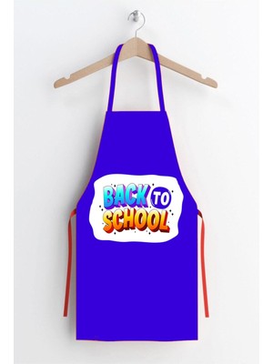 Mediterian Renkli çocuk okul mutfak önlüğü, eğlenceli ve kullanışlı tasarım, 45x50 cm, kumaş, lacivert