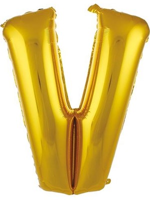 Partici V Harf Folyo Balon Altın 75CM