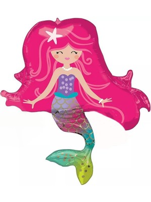 Partici Deniz Kızı Gülen Folyo Balon 90CM