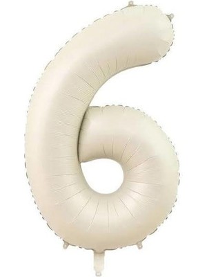 Partici 6 Rakam Folyo Balon Saten Krem 75CM