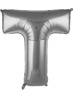 Partici T Harf Folyo Balon Gümüş 75CM