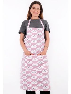 Mediterian Şık ve kullanışlı mutfak önlüğü, rahat tasarım, dayanıklı pamuk polyester, 65x95 cm, pembe