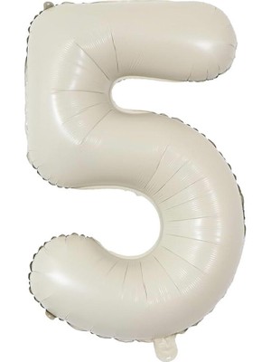Partici 5 Rakam Folyo Balon Saten Krem 75CM