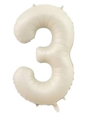 Partici 3 Rakam Folyo Balon Saten Krem 75CM
