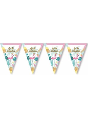 Partici Flamingo Iyi Ki Doğdun Üçgen Flama