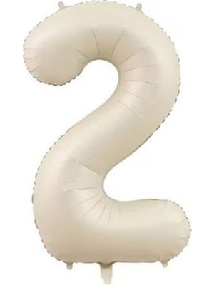 Partici 2 Rakam Folyo Balon Saten Krem 75CM