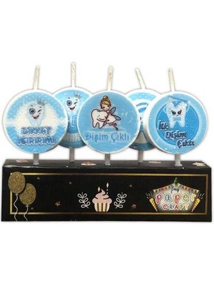 Partici Ilk Dişim Çıktı Mavi Mum Seti 5'li