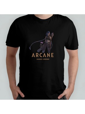 Pixxa Arcane Jinx  Pamuklu Bisiklet Yaka T-Shirt Model 1