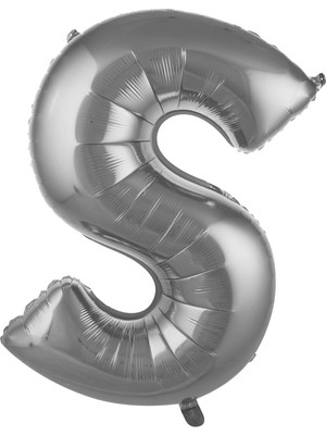 Partici S Harf Folyo Balon Gümüş 75CM