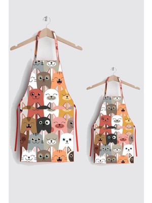 Mediterian Renkli ve şık mutfak önlüğü, leke tutmaz, kullanışlı ve polyester, 55x70 cm