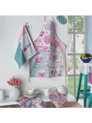 Mediterian Renkli 5 Parça Mutfak Seti, Şık ve Kullanışlı Ev Gereçleri 470x300, Pamuk Polyester