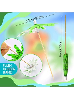 Decisive Yeşil Hindistan Cevizi Ağacı Kürdan Kağıt Şemsiye Kürdan Kokteyl Süslemeleri Için El Yapımı Kokteyl Şemsiye Çubukları (Yurt Dışından)