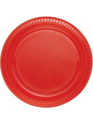 Partici Kırmızı Plastik Tabak 24'lü