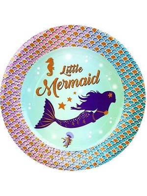 Deniz Kızı Temalı Karton Tabak 8'li