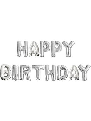 Happy Birthday Gümüş Folyo Balon Seti