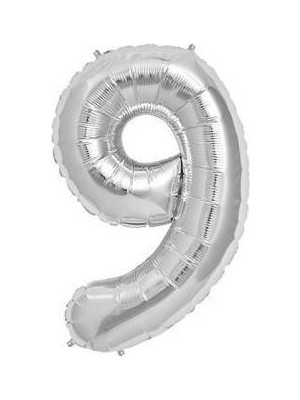 9 Rakam Folyo Balon Gümüş 75CM