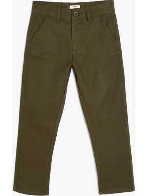 Koton Chino Okul Pantolonu Cepli Pamuklu