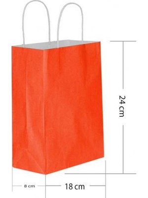 Kırmızı Büküm Saplı Kağıt Çanta 18X24CM 25AD.