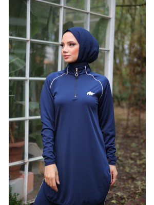 MİMİ LUXURY WEAR Kadın Dalgıç Kumaş Yarım Patlı Fermuarlı  Jogger Eşofman Spor Takımı WM-111