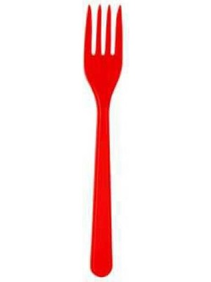 Kırmızı Plastik Çatal 24'lü