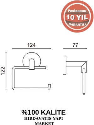 Çelik Banyo Paslanmaz Pirinç Flora Kağıtlık Kapaksız