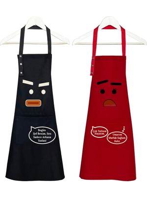 Mediterian Şık 2'li mutfak önlüğü seti, su itici, leke tutmaz, baskılı, kadın-erkek uyumlu, 60x75 cm