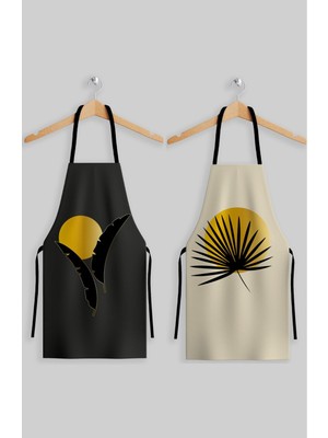 Mediterian Füme Tüy Desenli Mutfak Önlüğü Seti 2'li, 60x70 cm, polyester, şık ve kullanışlı