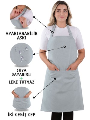 Mediterian Turkuaz renkli, rahat ve şık ayar askılı mutfak önlüğü, 60x80 cm, pamuk polyester