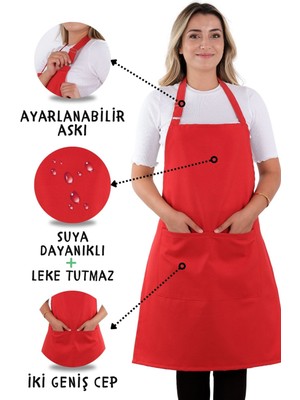 Mediterian Kırmızı askılı şık mutfak önlüğü, pamuk polyester, 60x80 cm, pratik ve şık tasarım