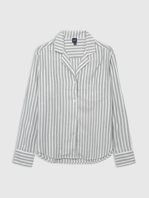 Gap Kadın Yeşil Relaxed Flannel Pijama Üstü