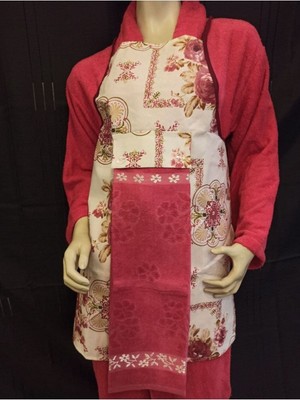 Mediterian Fuşya mutfak önlüğü ve havlusu, şık ve pratik kullanım için ideal, 30x50 cm