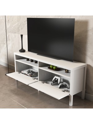 Sakura Ahşap Sakura Olite 2 Çekmeceli Tv Ünitesi-Wood Beyaz-Minifiks Bağlantılı