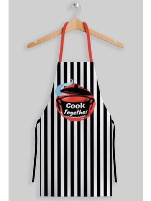 Mediterian Siyah Beyaz Aşçı Önlüğü, Şık ve Rahat Mutfak Giyim, Profesyonel Kullanım, 60x70