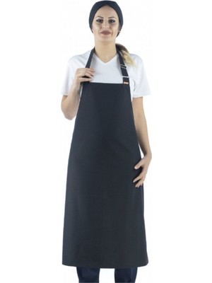 Siyah Cepsiz Askılı Aşçı ve Mutfak Önlüğü
