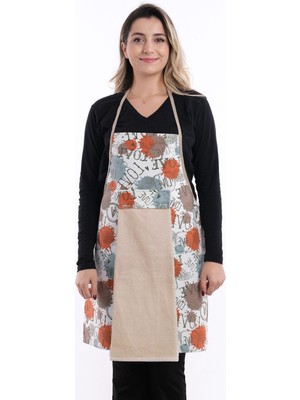 Mediterian Su Geçirmez Mutfak Önlüğü ve Eldiven Seti, Pratik ve Şık Tasarım, 55x75 cm, Gri