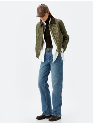 Koton Normal Bel Cepli Düğmeli Pamuklu Mom Fit Kot Pantolon