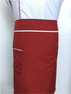 Mediterian Kırmızı-Beyaz Bel Önlüğü, Aşçı Kıyafeti, Rahat ve Şık Kullanım, 55x75 cm