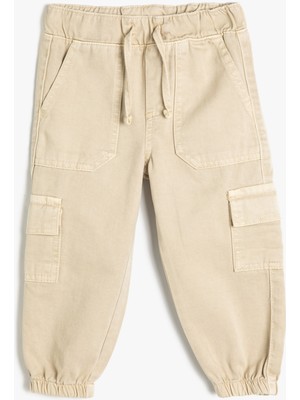 Koton Jogger Pantolon Beli Lastikli Cepli Pamuklu