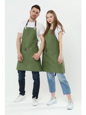Mediterian Yeşil mutfak ve kuaför önlüğü, leke tutmaz, şık ve dayanıklı, 80x65 cm