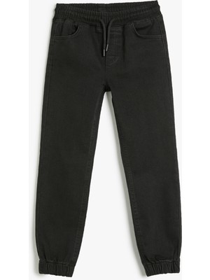 Koton Kot Pantolon Jogger Beli Lastikli Cepli Pamuklu - Jegging Jean