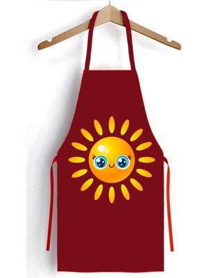 Mediterian Kırmızı Çocuk Güneş ve Boyama Mutfak Önlüğü, Renkli ve Rahat Koruyucu Takım