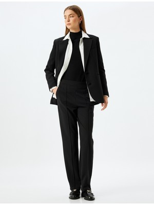 Koton Krep Scuba Kumaş Cepli Nervür Detaylı Pantolon