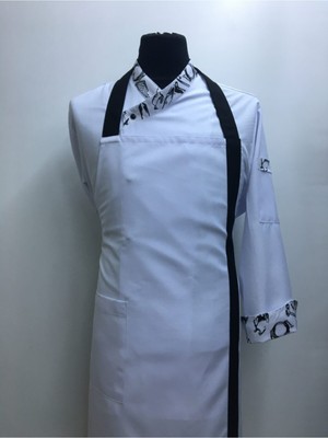 Mediterian Beyaz Boyundan Askılı Aşçı ve Restoran Görev Önlüğü, şık ve rahat kullanım sağlar.